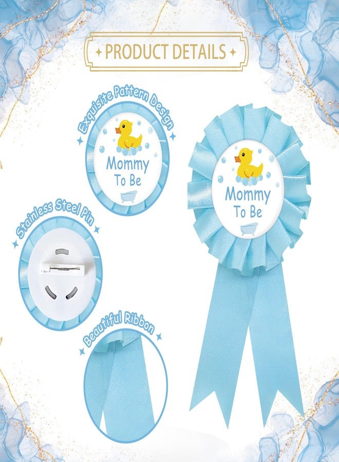 SUPERLUBY Duck Mom to Be Tinplate Badge Pin, Yellow Duck Dad to Be Pin, Gender Reveal Button for New Parents, Blue Rosette Mom to Be Award Ribbon, Farm Animal Baby Shower Party Favors - Image 3